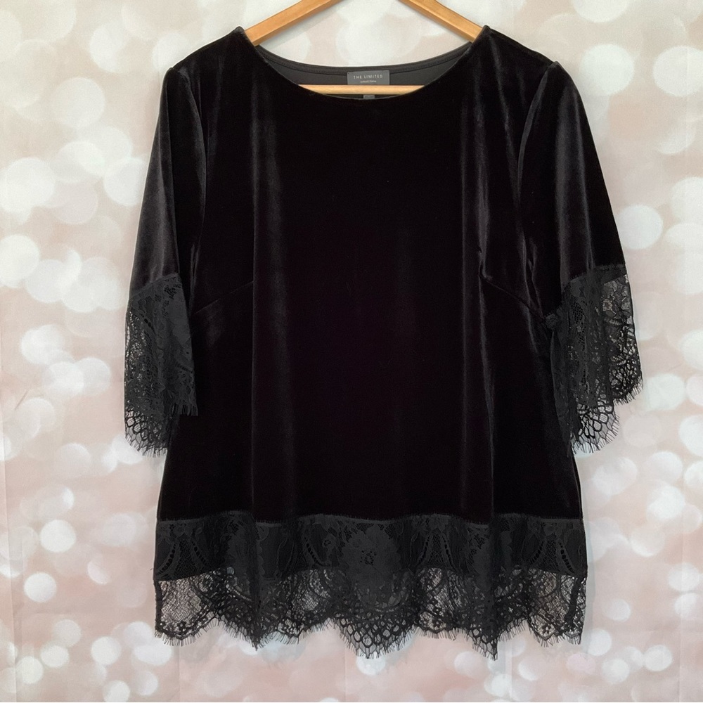The Limited Black Velvet & Lace Blouse - Picture 2 of 8